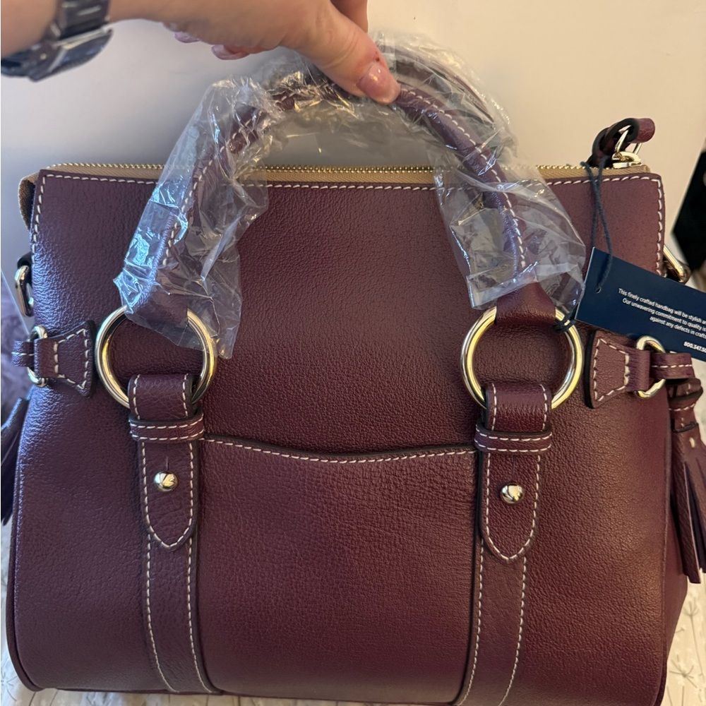 Dooney & Bourke Burgundy Leather Satchel - Picture 2 of 6